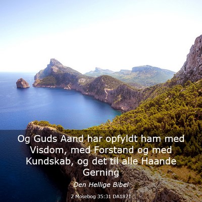 Picture 03 - 2 Mosebog 35:31 DA1871 - Og Guds Aand har opfyldt ham med Visdom, med - Bible Verse Picture