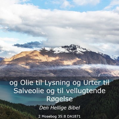 Picture 03 - 2 Mosebog 35:8 DA1871 - og Olie til Lysning og Urter til Salveolie og til - Bible Verse Picture