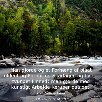 Picture 03 - 2 Mosebog 36:35 DA1871 - Man gjorde og et Forhæng af blaat uldent og - Bible Verse Picture