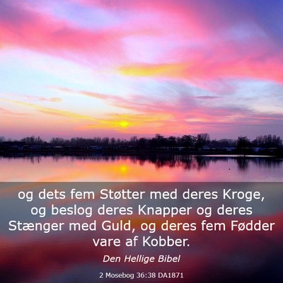 Picture 03 - 2 Mosebog 36:38 DA1871 - og dets fem Støtter med deres Kroge, og beslog - Bible Verse Picture