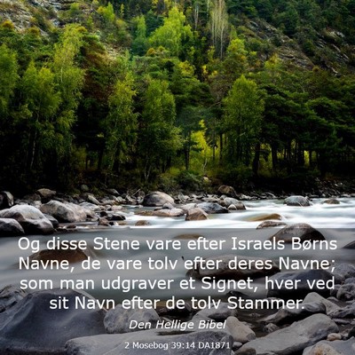 Picture 03 - 2 Mosebog 39:14 DA1871 - Og disse Stene vare efter Israels Børns Navne, - Bible Verse Picture