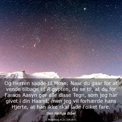 Picture 03 - 2 Mosebog 4:21 DA1871 - Og Herren sagde til Mose: Naar du gaar for at - Bible Verse Picture