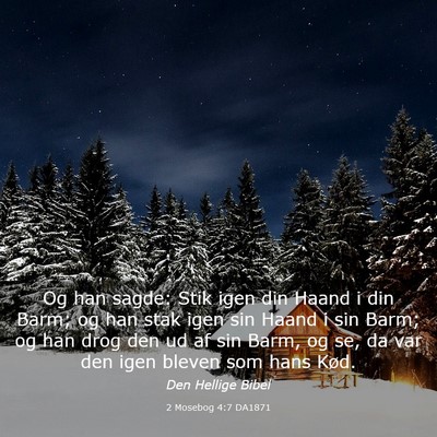 Picture 03 - 2 Mosebog 4:7 DA1871 - Og han sagde: Stik igen din Haand i din Barm; og - Bible Verse Picture