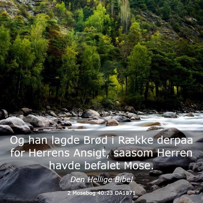 Picture 03 - 2 Mosebog 40:23 DA1871 - Og han lagde Brød i Række derpaa for Herrens - Bible Verse Picture