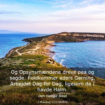 Picture 03 - 2 Mosebog 5:13 DA1871 - Og Opsynsmændene dreve paa og sagde: Fuldkommer - Bible Verse Picture