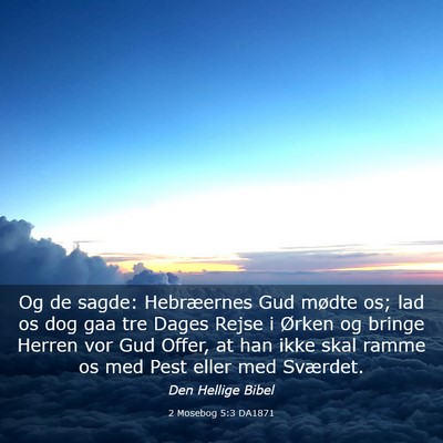 Picture 03 - 2 Mosebog 5:3 DA1871 - Og de sagde: Hebræernes Gud mødte os; lad os - Bible Verse Picture