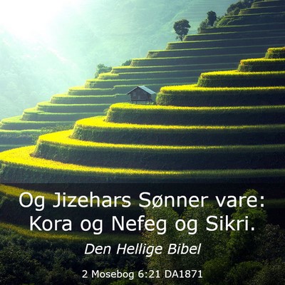 Picture 03 - 2 Mosebog 6:21 DA1871 - Og Jizehars Sønner vare: Kora og Nefeg og - Bible Verse Picture