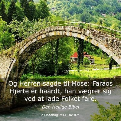 Picture 03 - 2 Mosebog 7:14 DA1871 - Og Herren sagde til Mose: Faraos Hjerte er - Bible Verse Picture