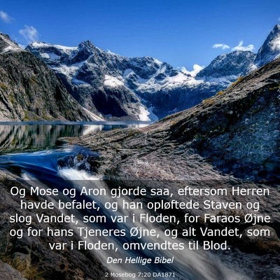Picture 03 - 2 Mosebog 7:20 DA1871 - Og Mose og Aron gjorde saa, eftersom Herren havde - Bible Verse Picture