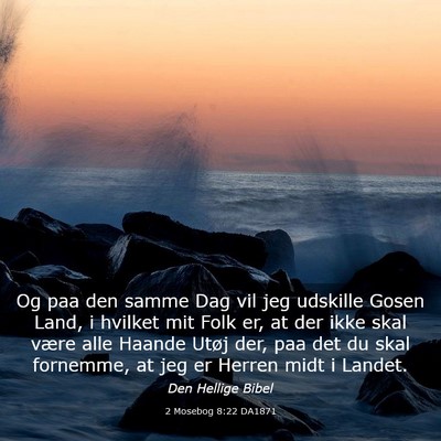 Picture 03 - 2 Mosebog 8:22 DA1871 - Og paa den samme Dag vil jeg udskille Gosen Land, - Bible Verse Picture
