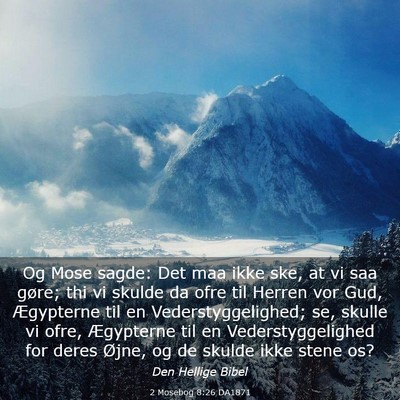 Picture 03 - 2 Mosebog 8:26 DA1871 - Og Mose sagde: Det maa ikke ske, at vi saa gøre; - Bible Verse Picture