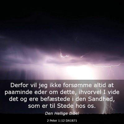 Picture 03 - 2 Peter 1:12 DA1871 - Derfor vil jeg ikke forsømme altid at paaminde - Bible Verse Picture