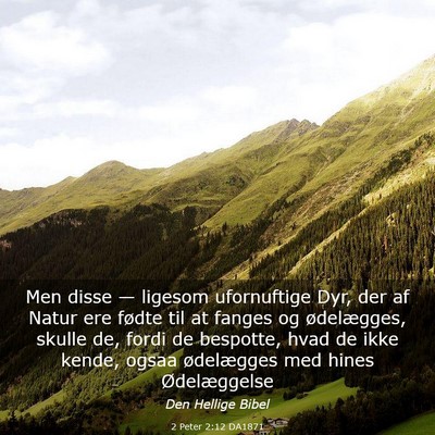 Picture 03 - 2 Peter 2:12 DA1871 - Men disse — ligesom ufornuftige Dyr, der af - Bible Verse Picture