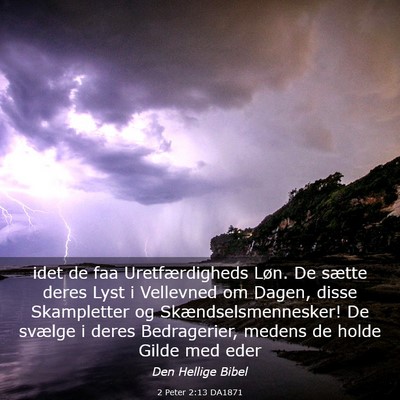 Picture 03 - 2 Peter 2:13 DA1871 - idet de faa Uretfærdigheds Løn. De sætte deres - Bible Verse Picture
