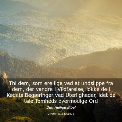 Picture 03 - 2 Peter 2:18 DA1871 - Thi dem, som ere lige ved at undslippe fra dem, - Bible Verse Picture