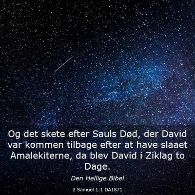 Picture 03 - 2 Samuel 1:1 DA1871 - Og det skete efter Sauls Død, der David var - Bible Verse Picture