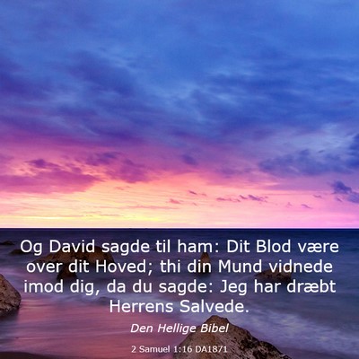 Picture 03 - 2 Samuel 1:16 DA1871 - Og David sagde til ham: Dit Blod være over dit - Bible Verse Picture