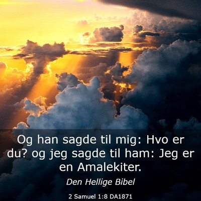 Picture 03 - 2 Samuel 1:8 DA1871 - Og han sagde til mig: Hvo er du? og jeg sagde til - Bible Verse Picture