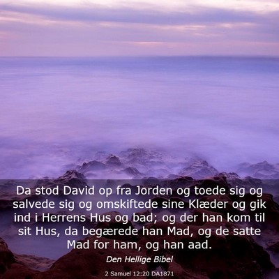 Picture 03 - 2 Samuel 12:20 DA1871 - Da stod David op fra Jorden og toede sig og - Bible Verse Picture