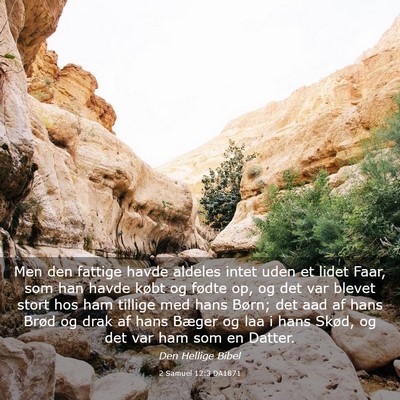Picture 03 - 2 Samuel 12:3 DA1871 - Men den fattige havde aldeles intet uden et lidet - Bible Verse Picture