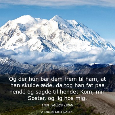 Picture 03 - 2 Samuel 13:11 DA1871 - Og der hun bar dem frem til ham, at han skulde - Bible Verse Picture