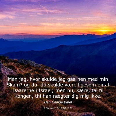 Picture 03 - 2 Samuel 13:13 DA1871 - Men jeg, hvor skulde jeg gaa hen med min Skam? og - Bible Verse Picture