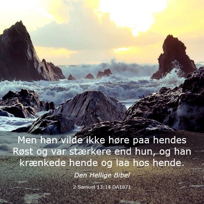 Picture 03 - 2 Samuel 13:14 DA1871 - Men han vilde ikke høre paa hendes Røst og var - Bible Verse Picture