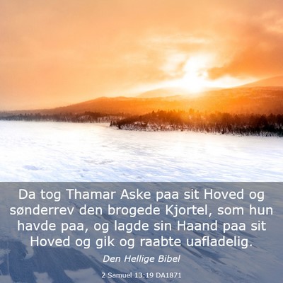 Picture 03 - 2 Samuel 13:19 DA1871 - Da tog Thamar Aske paa sit Hoved og sønderrev - Bible Verse Picture