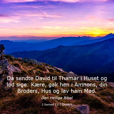 Picture 03 - 2 Samuel 13:7 DA1871 - Da sendte David til Thamar i Huset og lod sige: - Bible Verse Picture