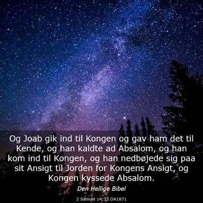 Picture 03 - 2 Samuel 14:33 DA1871 - Og Joab gik ind til Kongen og gav ham det til - Bible Verse Picture