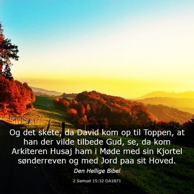 Picture 03 - 2 Samuel 15:32 DA1871 - Og det skete, da David kom op til Toppen, at han - Bible Verse Picture