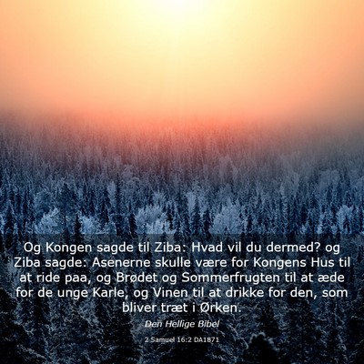 Picture 03 - 2 Samuel 16:2 DA1871 - Og Kongen sagde til Ziba: Hvad vil du dermed? og - Bible Verse Picture