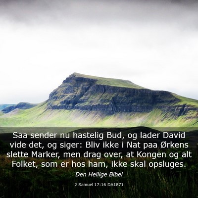 Picture 03 - 2 Samuel 17:16 DA1871 - Saa sender nu hastelig Bud, og lader David vide - Bible Verse Picture