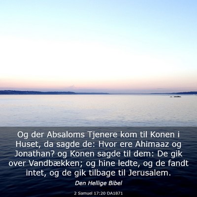 Picture 03 - 2 Samuel 17:20 DA1871 - Og der Absaloms Tjenere kom til Konen i Huset, da - Bible Verse Picture