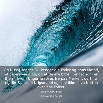 Picture 03 - 2 Samuel 17:8 DA1871 - Og Husaj sagde: Du kender din Fader og hans - Bible Verse Picture