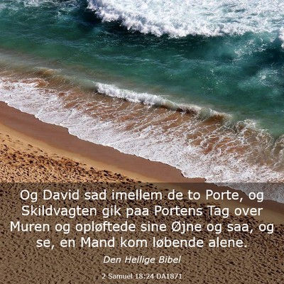 Picture 03 - 2 Samuel 18:24 DA1871 - Og David sad imellem de to Porte, og Skildvagten - Bible Verse Picture