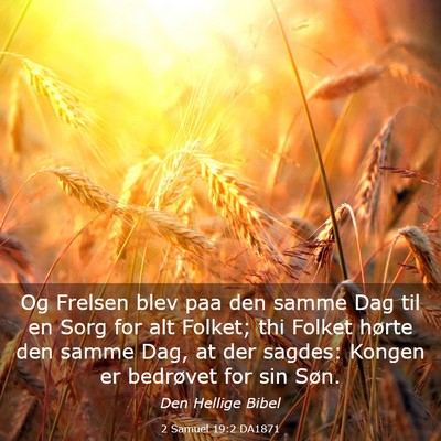 Picture 03 - 2 Samuel 19:2 DA1871 - Og Frelsen blev paa den samme Dag til en Sorg for - Bible Verse Picture