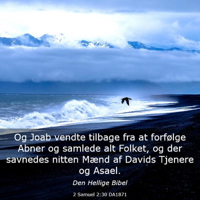 Picture 03 - 2 Samuel 2:30 DA1871 - Og Joab vendte tilbage fra at forfølge Abner og - Bible Verse Picture