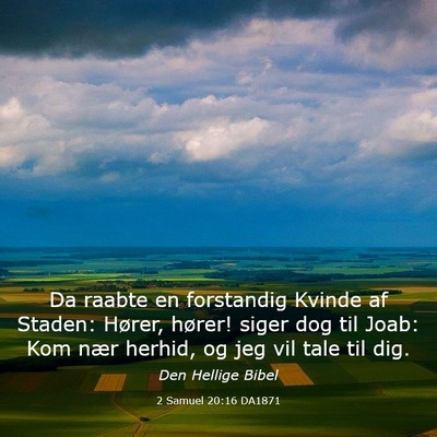 Picture 03 - 2 Samuel 20:16 DA1871 - Da raabte en forstandig Kvinde af Staden: Hører, - Bible Verse Picture