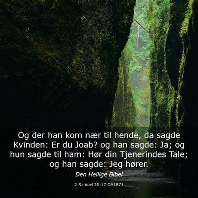 Picture 03 - 2 Samuel 20:17 DA1871 - Og der han kom nær til hende, da sagde Kvinden: - Bible Verse Picture