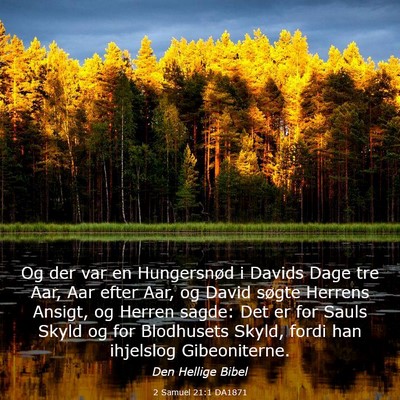 Picture 03 - 2 Samuel 21:1 DA1871 - Og der var en Hungersnød i Davids Dage tre Aar, - Bible Verse Picture