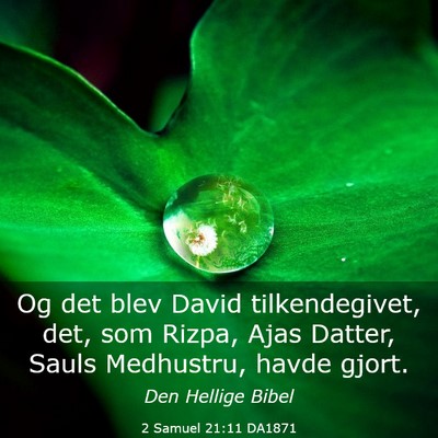 Picture 03 - 2 Samuel 21:11 DA1871 - Og det blev David tilkendegivet, det, som Rizpa, - Bible Verse Picture
