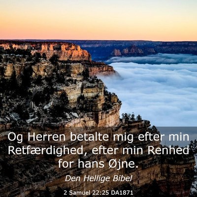 Picture 03 - 2 Samuel 22:25 DA1871 - Og Herren betalte mig efter min Retfærdighed, - Bible Verse Picture