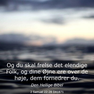 Picture 03 - 2 Samuel 22:28 DA1871 - Og du skal frelse det elendige Folk, og dine - Bible Verse Picture