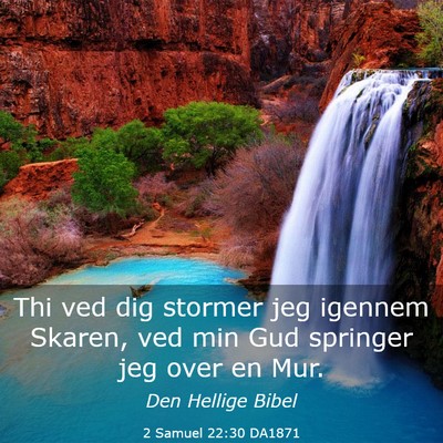 Picture 03 - 2 Samuel 22:30 DA1871 - Thi ved dig stormer jeg igennem Skaren, ved min - Bible Verse Picture