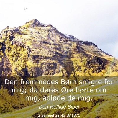 Picture 03 - 2 Samuel 22:45 DA1871 - Den fremmedes Børn smigre for mig; da deres Øre - Bible Verse Picture
