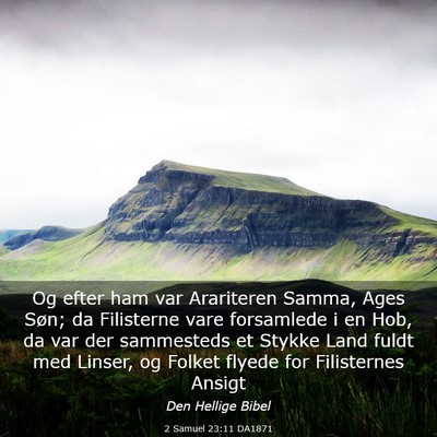 Picture 03 - 2 Samuel 23:11 DA1871 - Og efter ham var Arariteren Samma, Ages Søn; da - Bible Verse Picture
