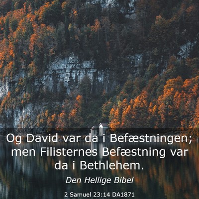 Picture 03 - 2 Samuel 23:14 DA1871 - Og David var da i Befæstningen; men Filisternes - Bible Verse Picture