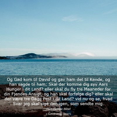 Picture 03 - 2 Samuel 24:13 DA1871 - Og Gad kom til David og gav ham det til Kende, og - Bible Verse Picture