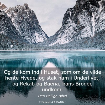 Picture 03 - 2 Samuel 4:6 DA1871 - Og de kom ind i Huset, som om de vilde hente - Bible Verse Picture